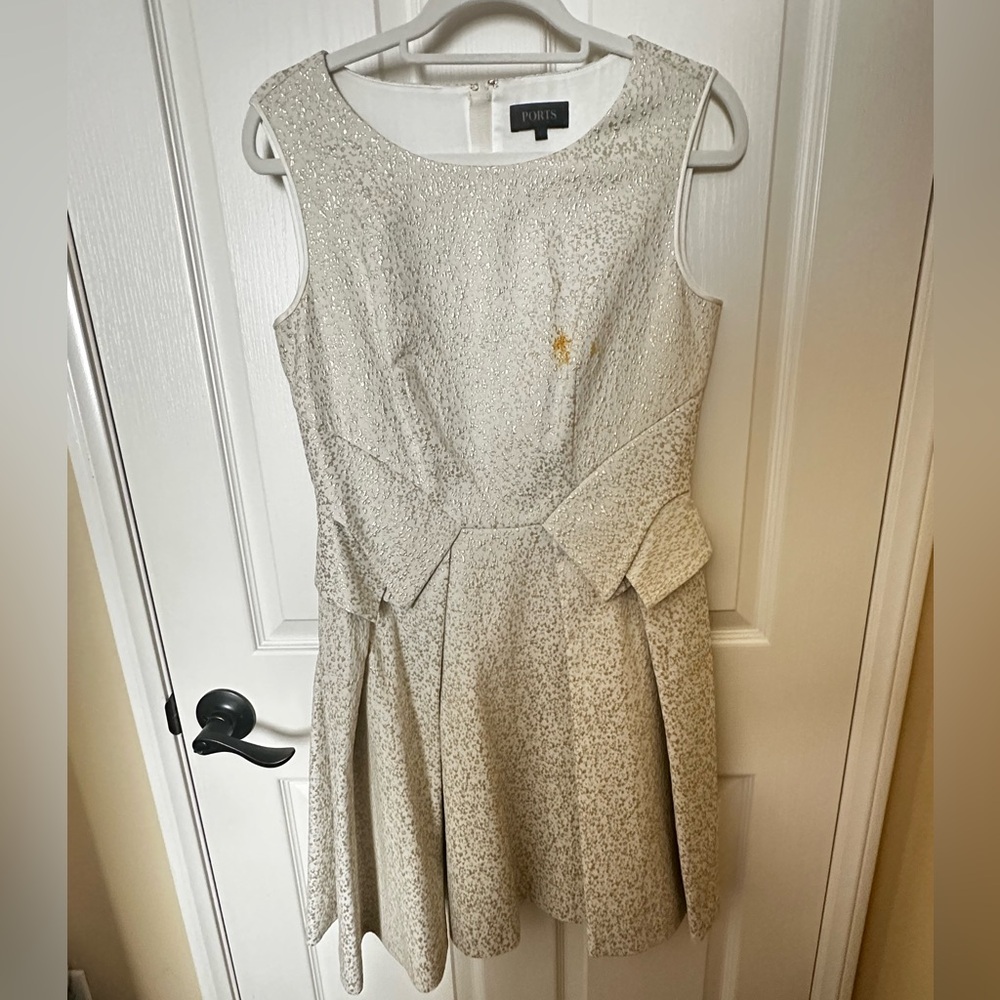 Ports White and Gold Embellished Dress